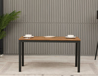 ANKA Dining Room Table, Rustic Top, Metal  Anthracite Frame
