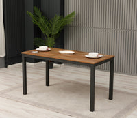 ANKA Dining Room Table, Rustic Top, Metal  Anthracite Frame