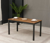 ANKA Dining Room Table, Rustic Top, Metal  Anthracite Frame
