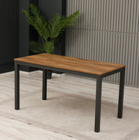ANKA Dining Room Table, Rustic Top, Metal  Anthracite Frame
