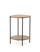 PERA Round Two-Tier Coffee Table, 17 1/2 " by 25 " Side Table, Rustic Brown and Antracite