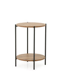 PERA Round Two-Tier Coffee Table, 17 1/2 " by 25 " Side Table, Rustic Brown and Antracite