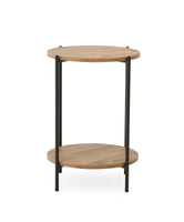 PERA Round Two-Tier Coffee Table, 17 1/2 " by 25 " Side Table, Rustic Brown and Antracite