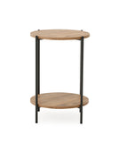 PERA Round Two-Tier Coffee Table, 17 1/2 " by 25 " Side Table, Rustic Brown and Antracite