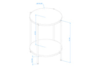 PERA Round Two-Tier Coffee Table, 17 1/2 " by 25 " Side Table, Rustic Brown and Antracite