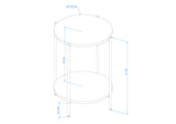 PERA Round Two-Tier Coffee Table, 17 1/2 " by 25 " Side Table, Rustic Brown and Antracite