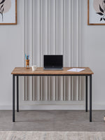 PERA Study Computer Desk, Dining Table, Rustic and Anthracite, Metal Frame