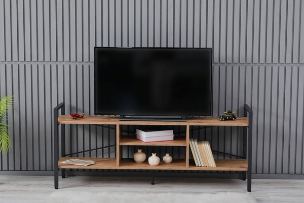 LUMA TV Stand for 65 Inch TV, Modern Entertainment Center, Rustic Brown and Anthracite