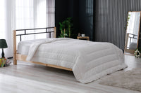 100% Natural Wool Comforter, Quilted Sateen Cotton Cover, Medium Weight, Hypoallergenic, Temperature Regulator