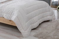 100% Natural Wool Comforter, Quilted Sateen Cotton Cover, Medium Weight, Hypoallergenic, Temperature Regulator