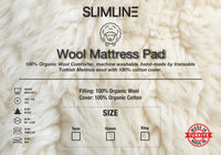 Natural Wool Mattress Topper, 100% Premium Merino Wool Filling, Quilted Natural Cotton Cover, Hypoallergenic