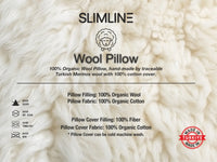 100% Organic Wool Pillow, Removable and Washable Cotton Pillow Cover, Adjustable Firmness