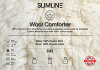 100% Natural Wool Comforter, Quilted Sateen Cotton Cover, Medium Weight, Hypoallergenic, Temperature Regulator